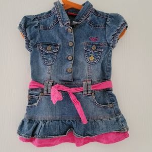 U.S. Polo Assn. Denim Dress with Pink Ruffles Size 12 months